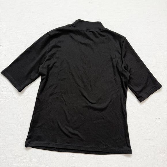 Liyo Hon Black Mock Neck Half Sleeve Stretch Top, Size Medium - Picture 5 of 5